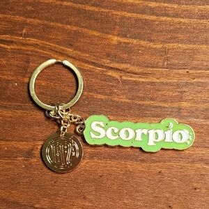 Green Scorpio Keychain with Gold Accents